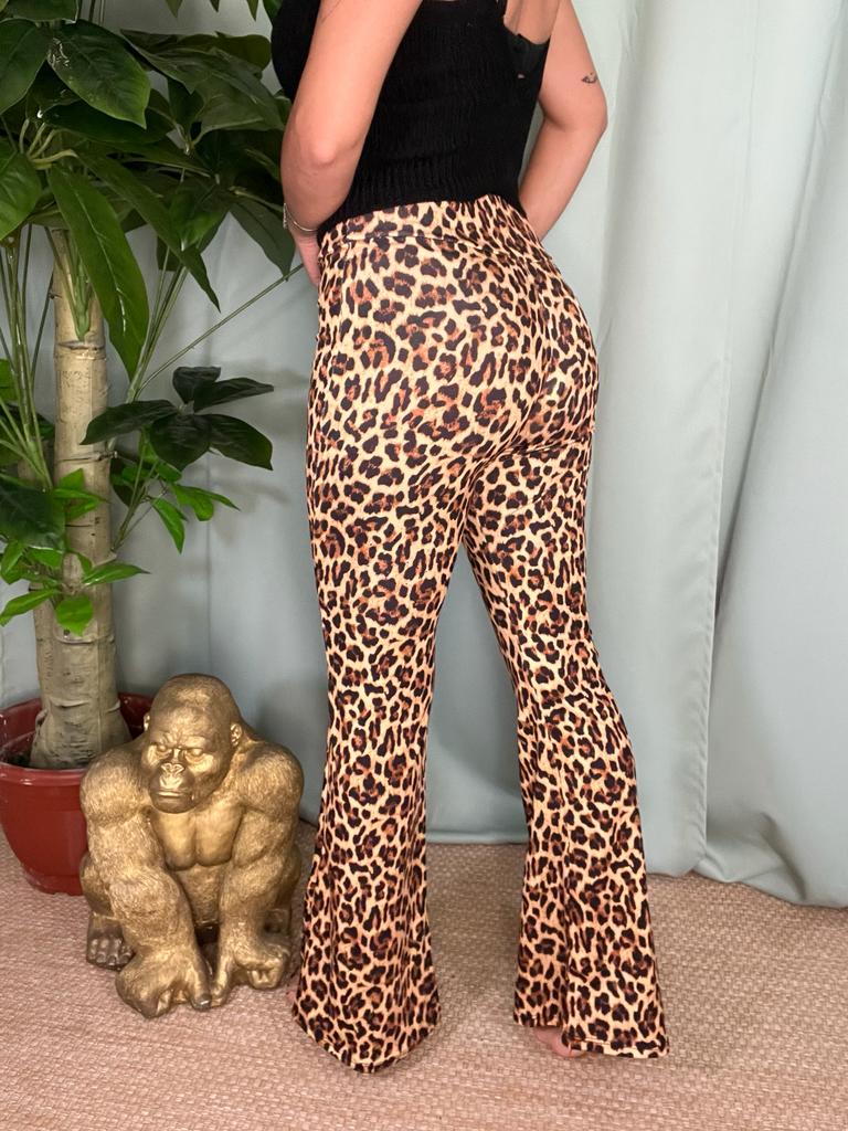 PANTALONE A ZAMPA LEOPARDATO