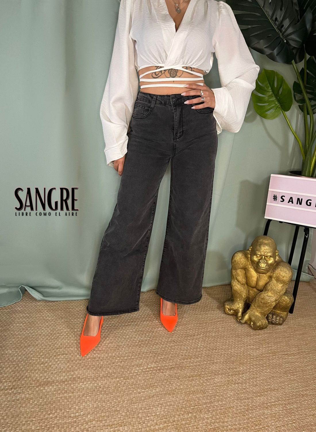 JEANS NERO ZAMPA